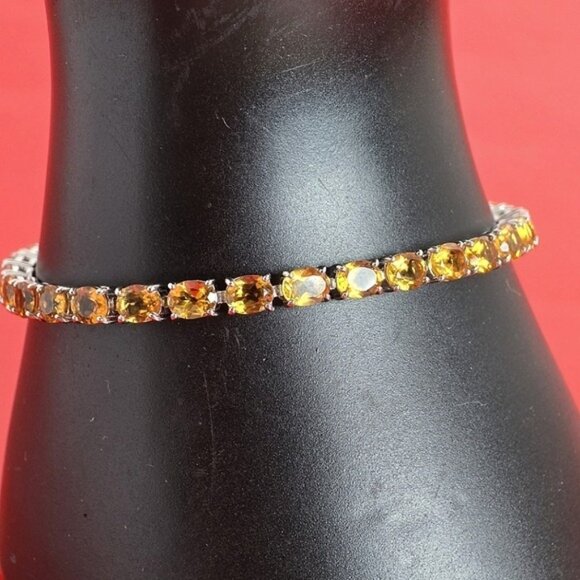 925 Sterling Silver Bracelet with Natural Citrine Gemstone. - Picture 11 of 11